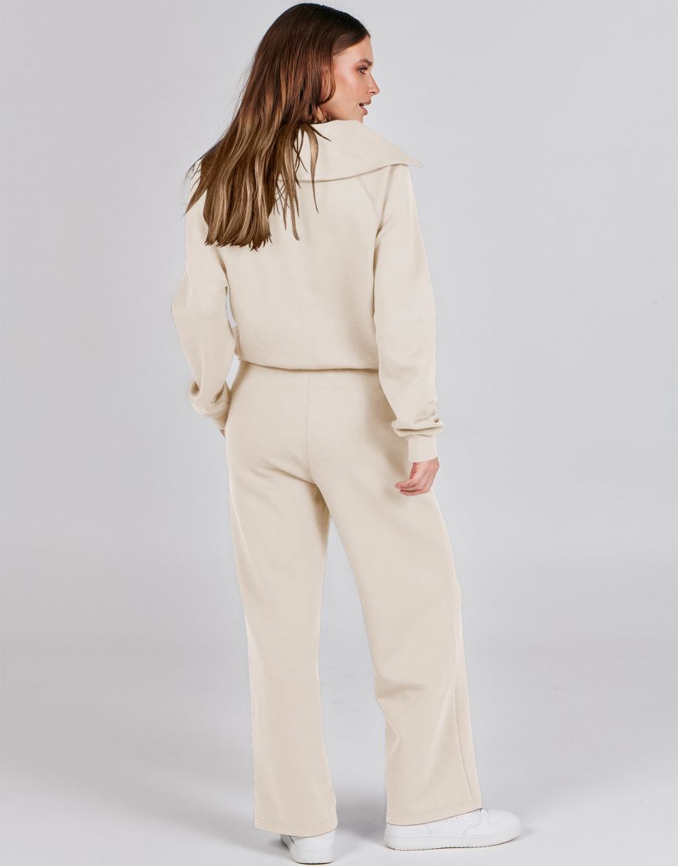 ANRABESS 2 Piece Outfits for Women Half Zip Sweatshirt & Wide Leg Pants Airport Travel Lounge Matching Fall Winter Sets Sweatsuits Clothing