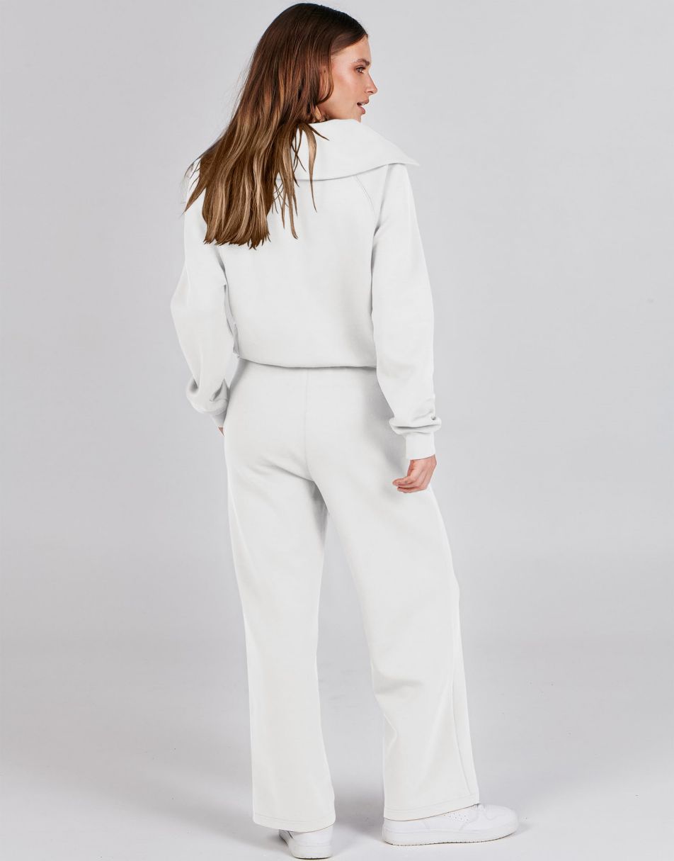 ANRABESS 2 Piece Outfits for Women Half Zip Sweatshirt & Wide Leg Pants Airport Travel Lounge Matching Fall Winter Sets Sweatsuits Clothing