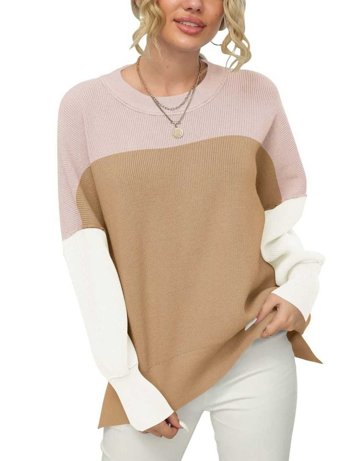 ANRABESS Batwing Sleeve Side Slit Oversized Pullover