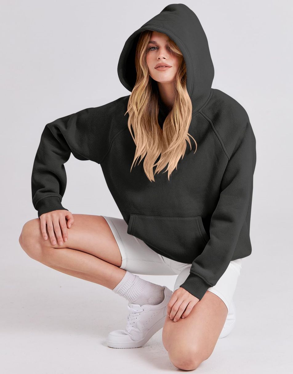 ANRABESS Women's Oversized Drop Shoulder Fleece Hoodie