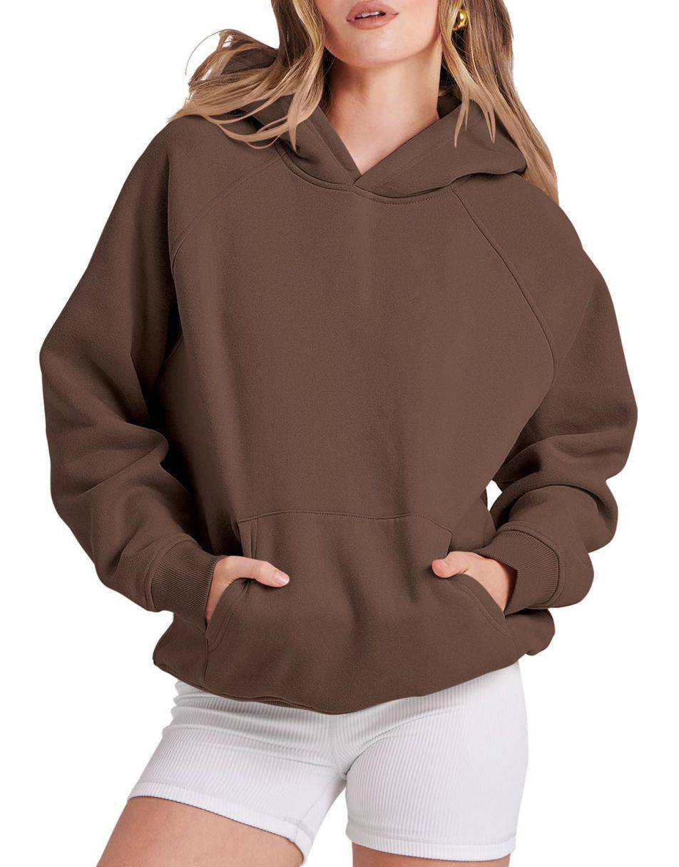 ANRABESS Women's Oversized Drop Shoulder Fleece Hoodie