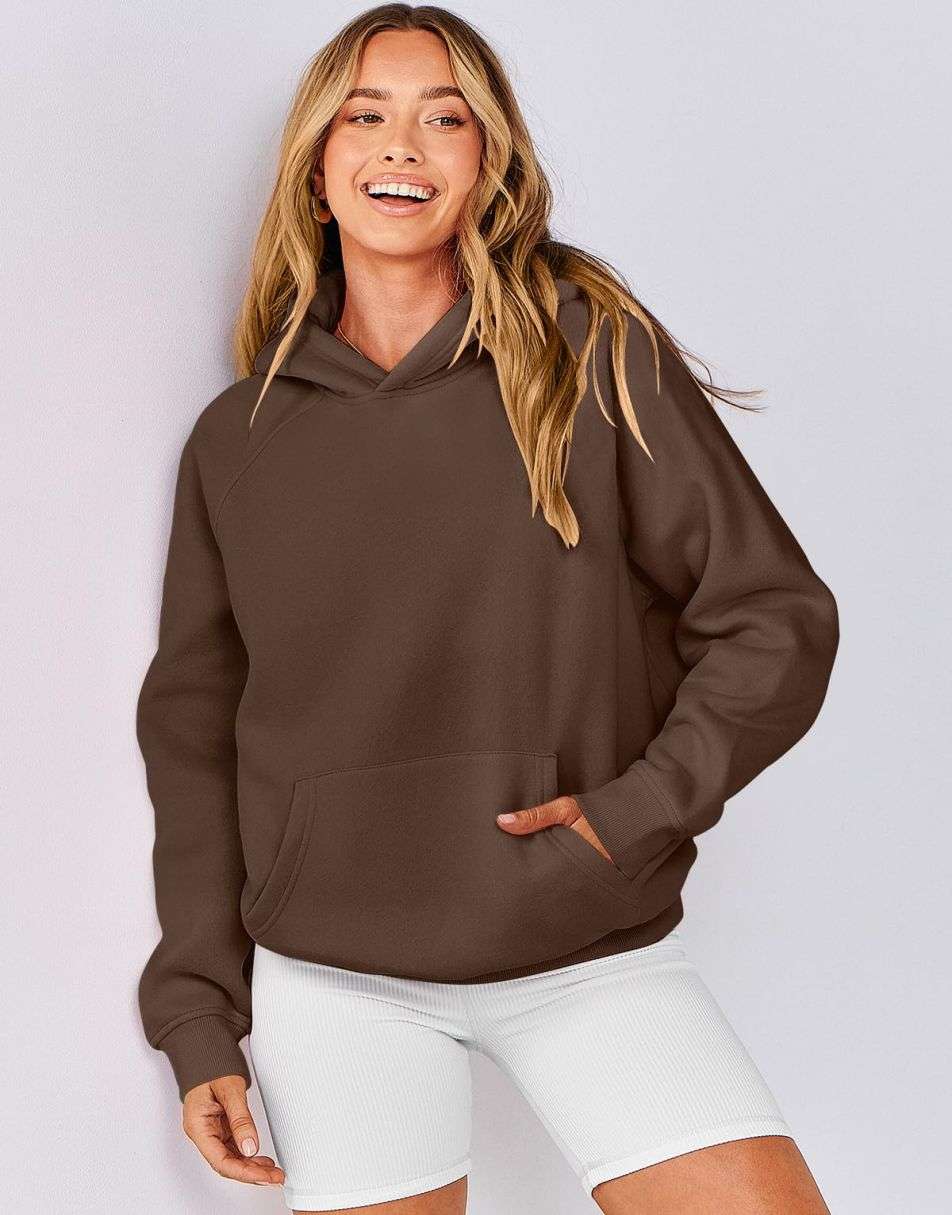 ANRABESS Women's Oversized Drop Shoulder Fleece Hoodie