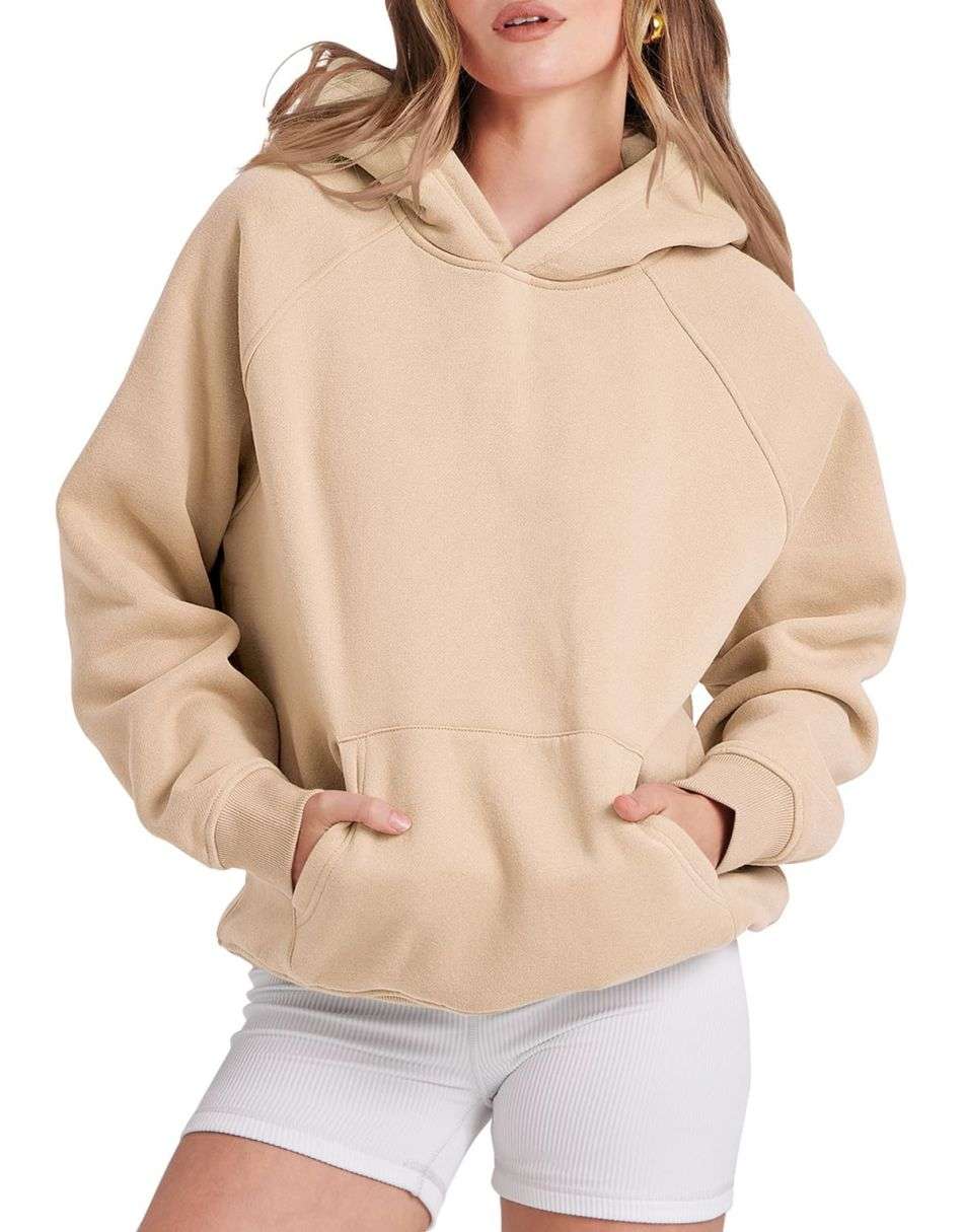 ANRABESS Women's Oversized Drop Shoulder Fleece Hoodie