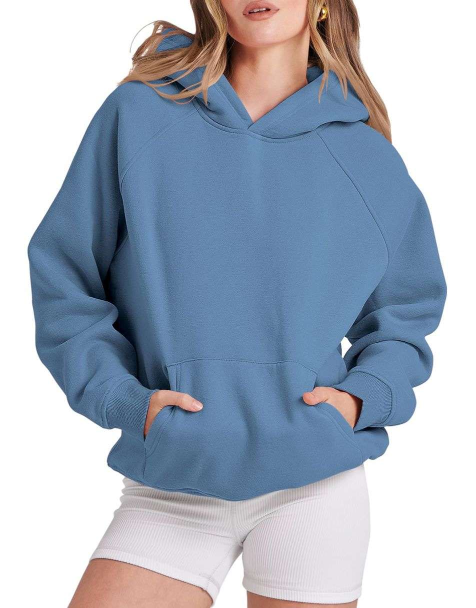 ANRABESS Women's Oversized Drop Shoulder Fleece Hoodie
