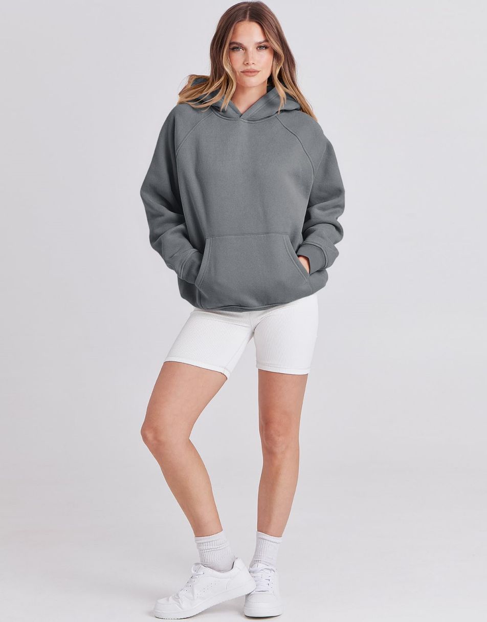 ANRABESS Women's Oversized Drop Shoulder Fleece Hoodie