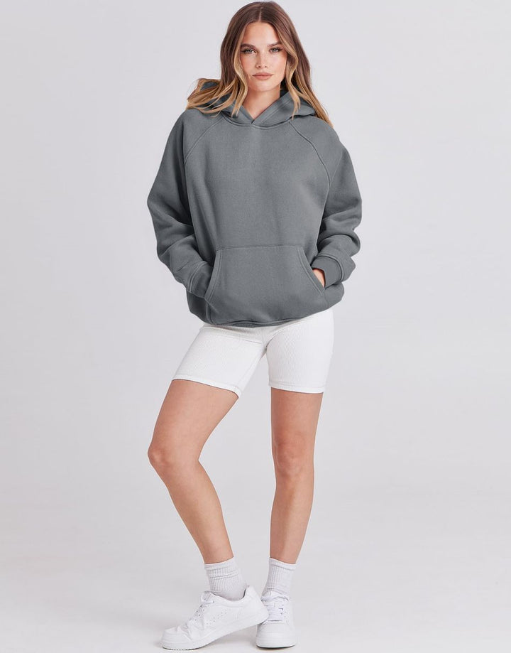 ANRABESS Women's Oversized Drop Shoulder Fleece Hoodie
