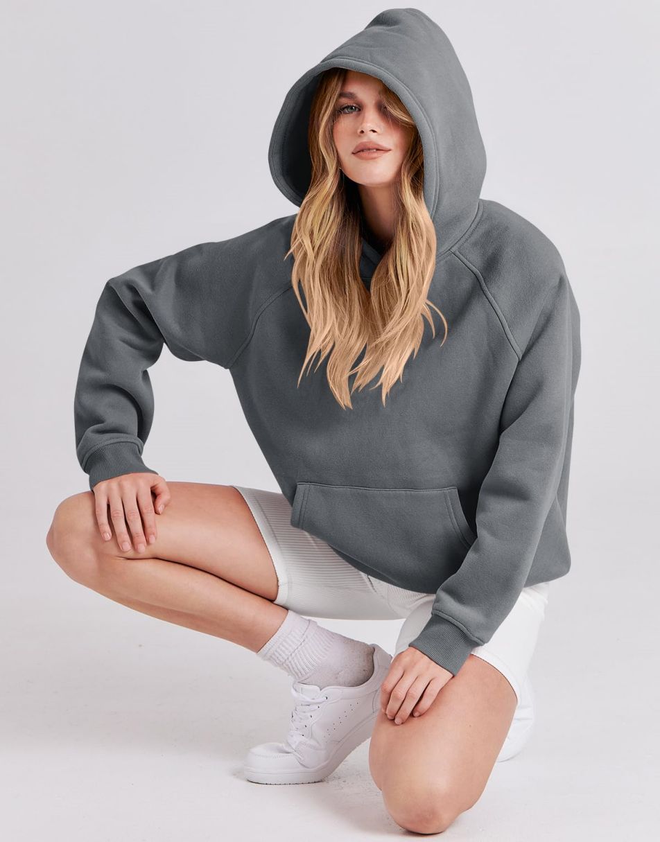 ANRABESS Women's Oversized Drop Shoulder Fleece Hoodie