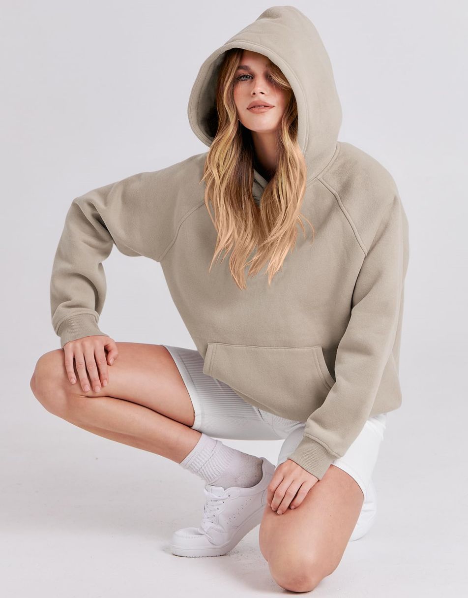 ANRABESS Women's Oversized Drop Shoulder Fleece Hoodie
