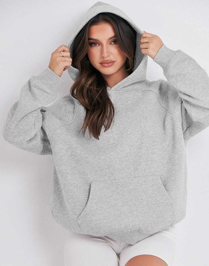 ANRABESS Women's Oversized Drop Shoulder Fleece Hoodie