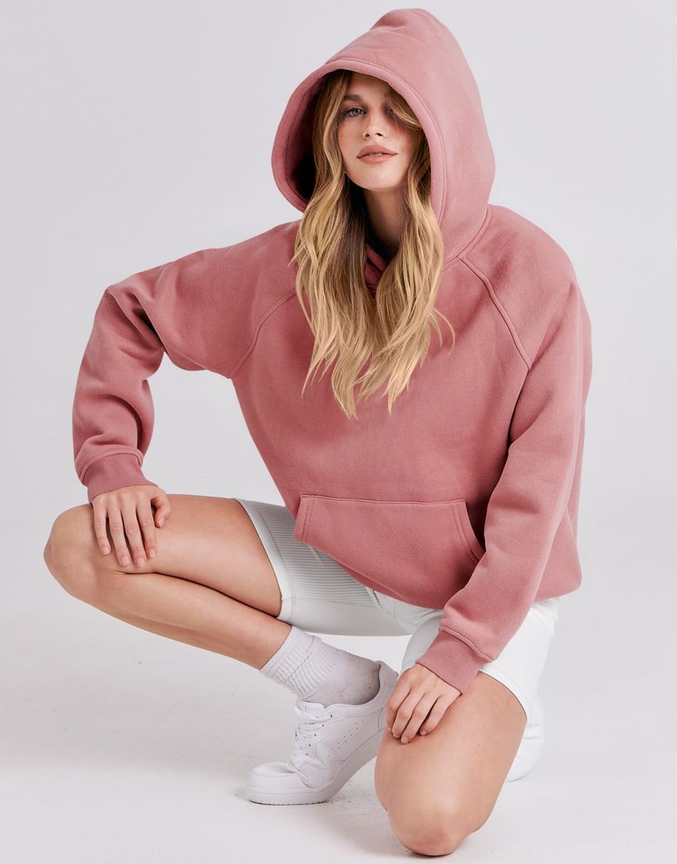 ANRABESS Women's Oversized Drop Shoulder Fleece Hoodie