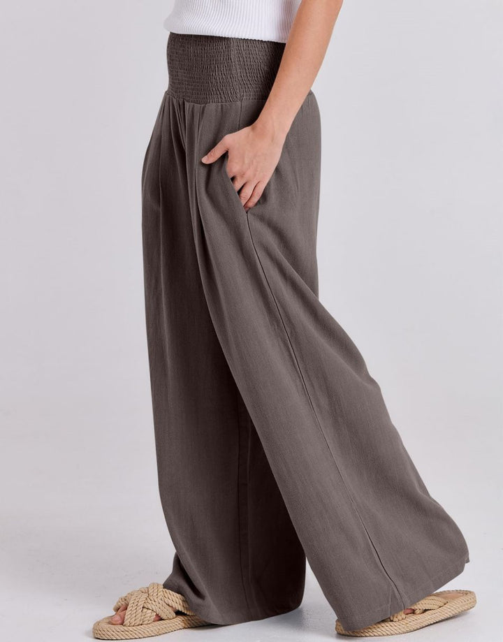 ANRABESS Linen Wide Leg Pants for Women Summer Boho High Waist Palazzo Pants Beach Lounge Casual Trousers with Pockets Vacation Clothes