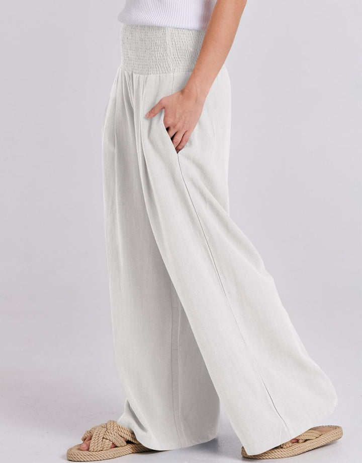 ANRABESS Linen Wide Leg Pants for Women Summer Boho High Waist Palazzo Pants Beach Lounge Casual Trousers with Pockets Vacation Clothes