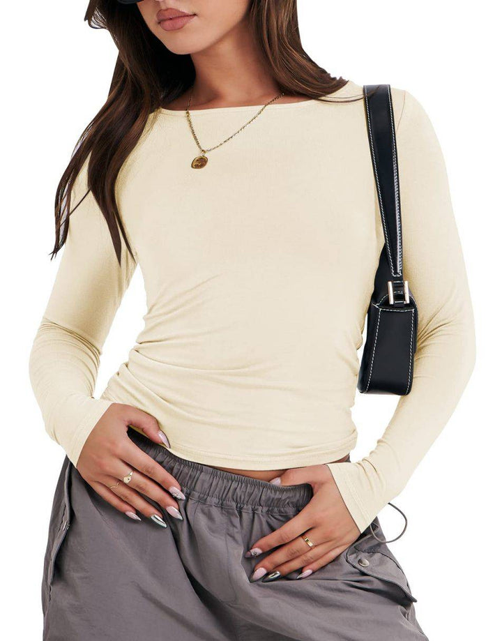 ANRABESS Women's Long Sleeve Slim Fit Crop Top