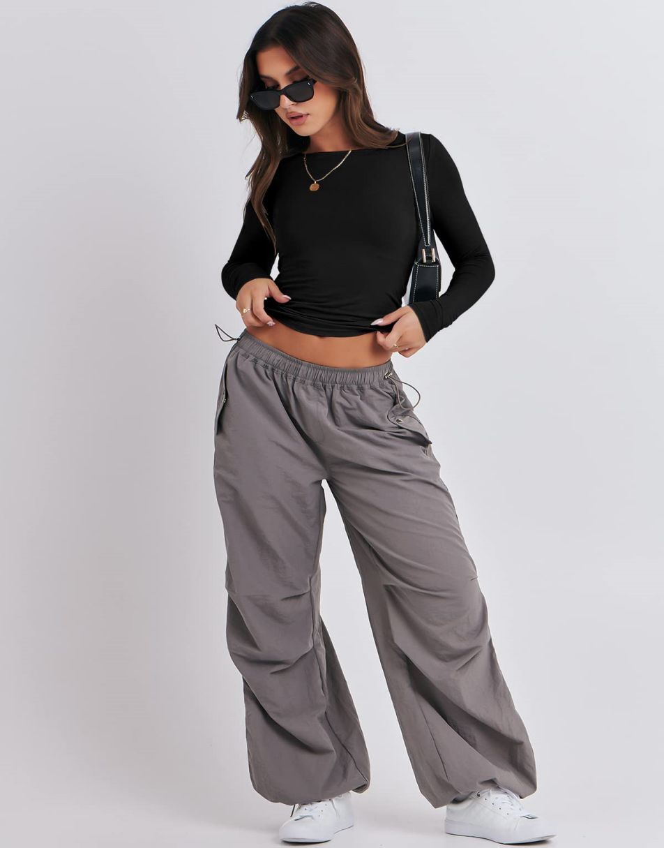 ANRABESS Women's Long Sleeve Slim Fit Crop Top