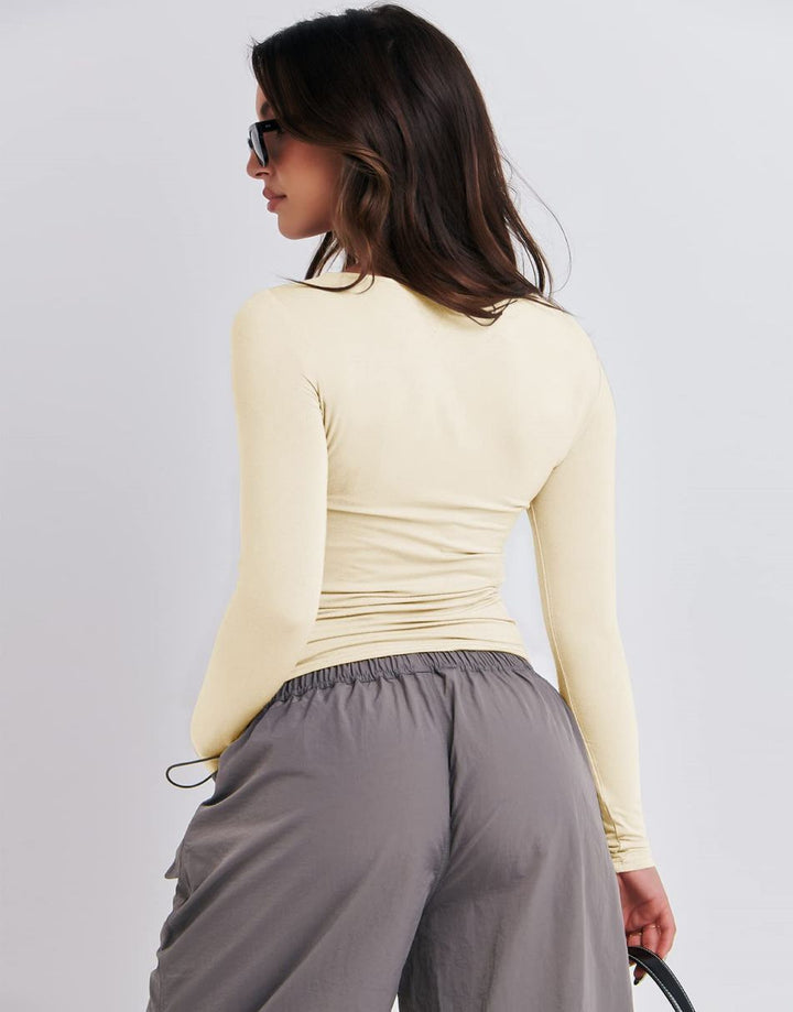 ANRABESS Women's Long Sleeve Slim Fit Crop Top