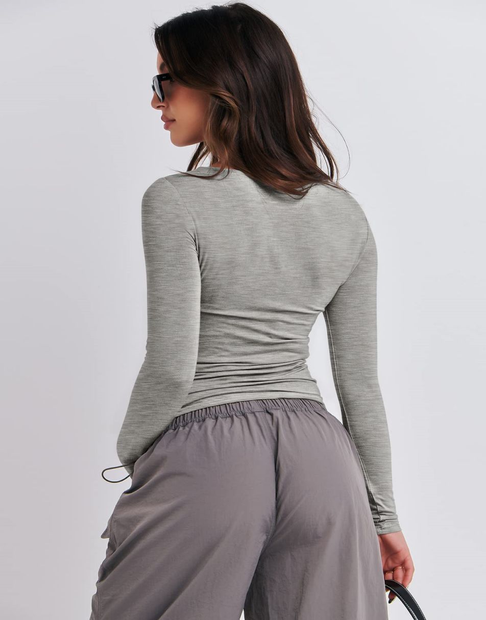 ANRABESS Women's Long Sleeve Slim Fit Crop Top