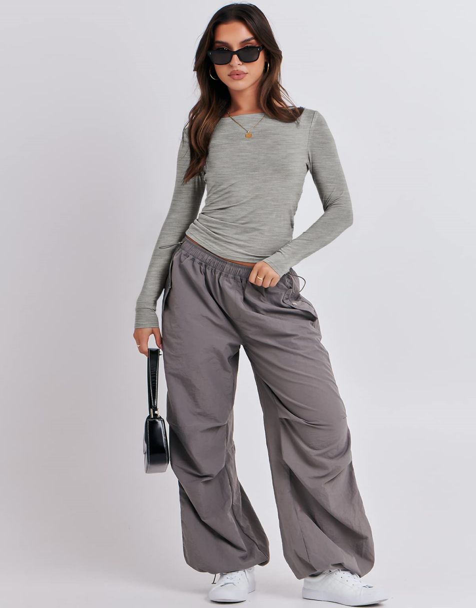 ANRABESS Women's Long Sleeve Slim Fit Crop Top