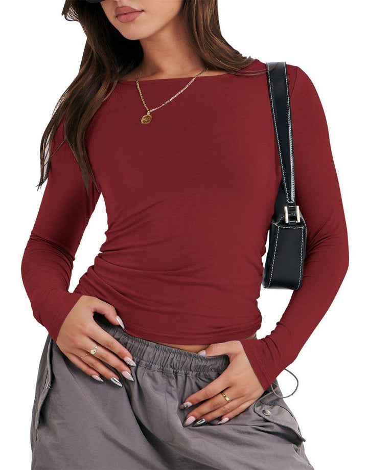 ANRABESS Women's Long Sleeve Slim Fit Crop Top