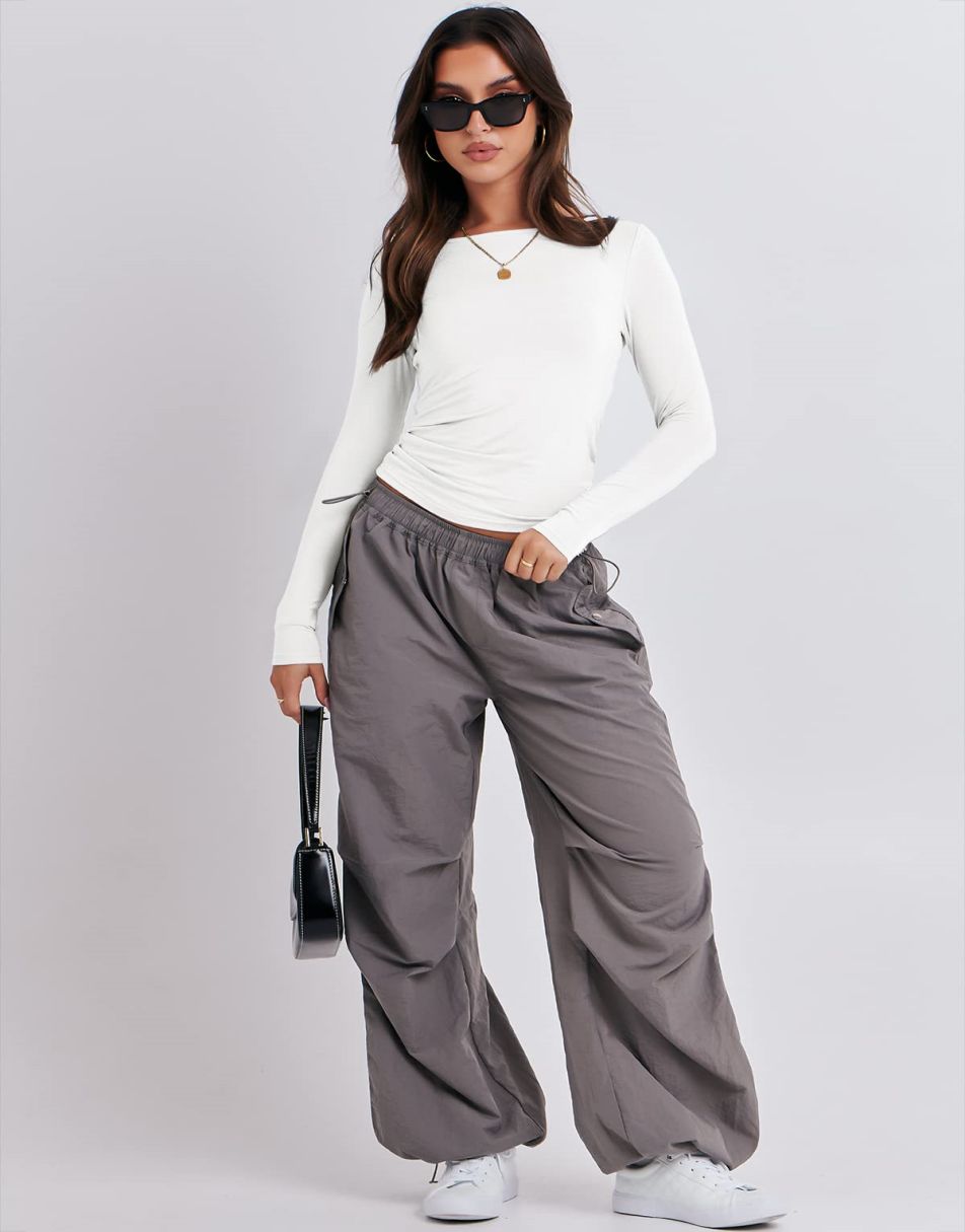 ANRABESS Women's Long Sleeve Slim Fit Crop Top