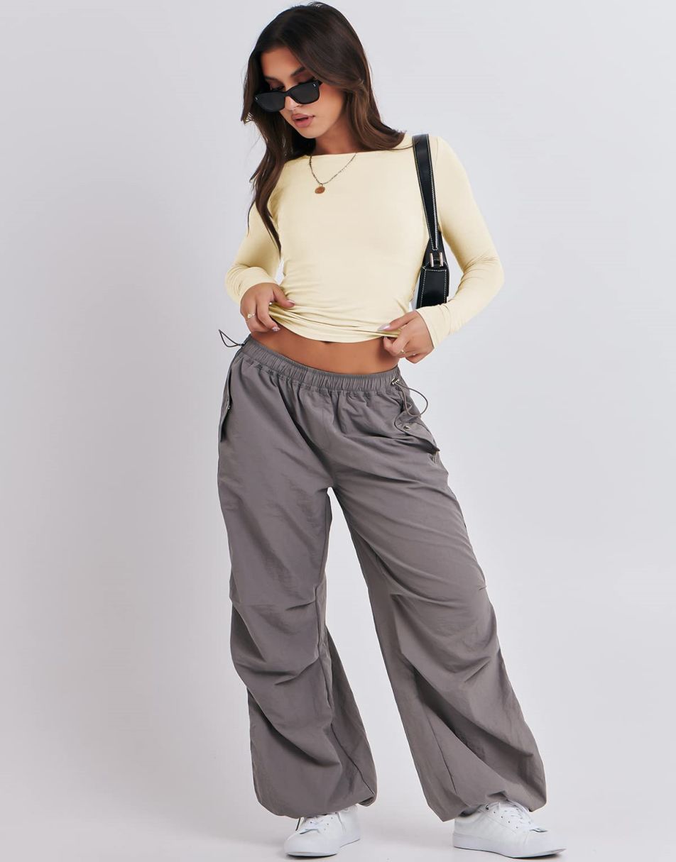 ANRABESS Women's Long Sleeve Slim Fit Crop Top