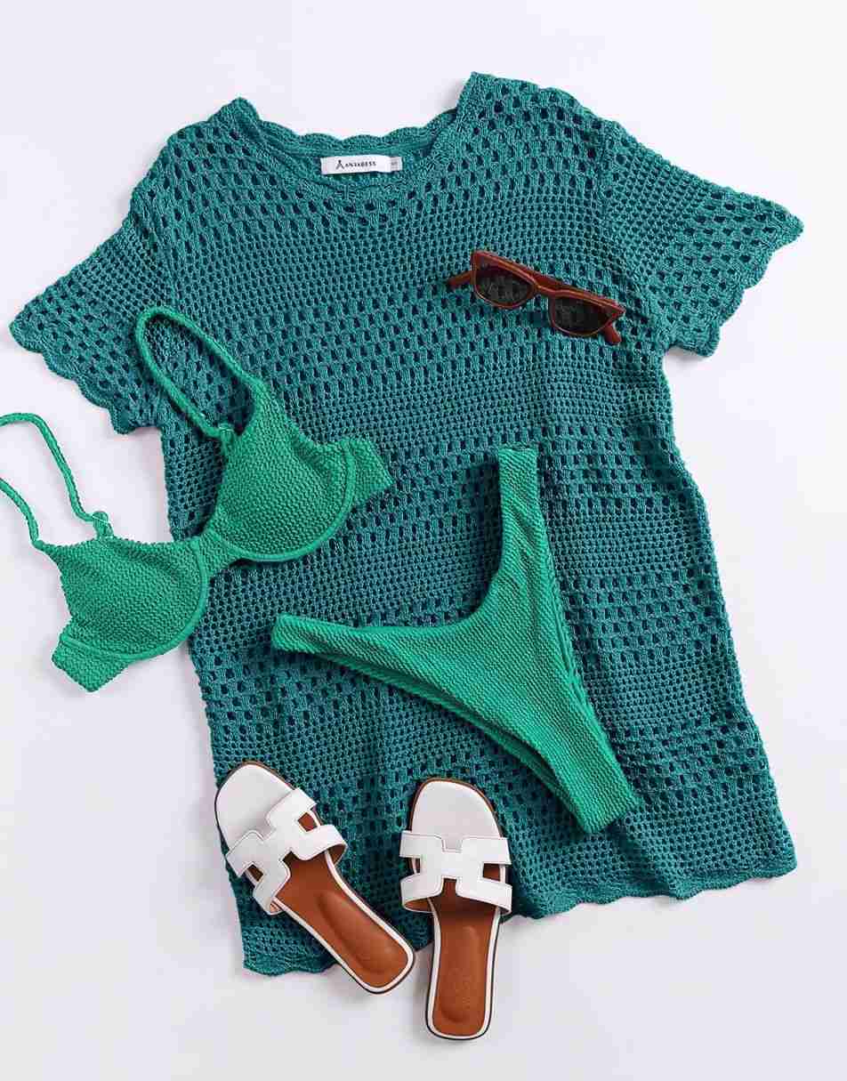 ANRABESS Women's Crochet Swim Cover Up Beach Dress