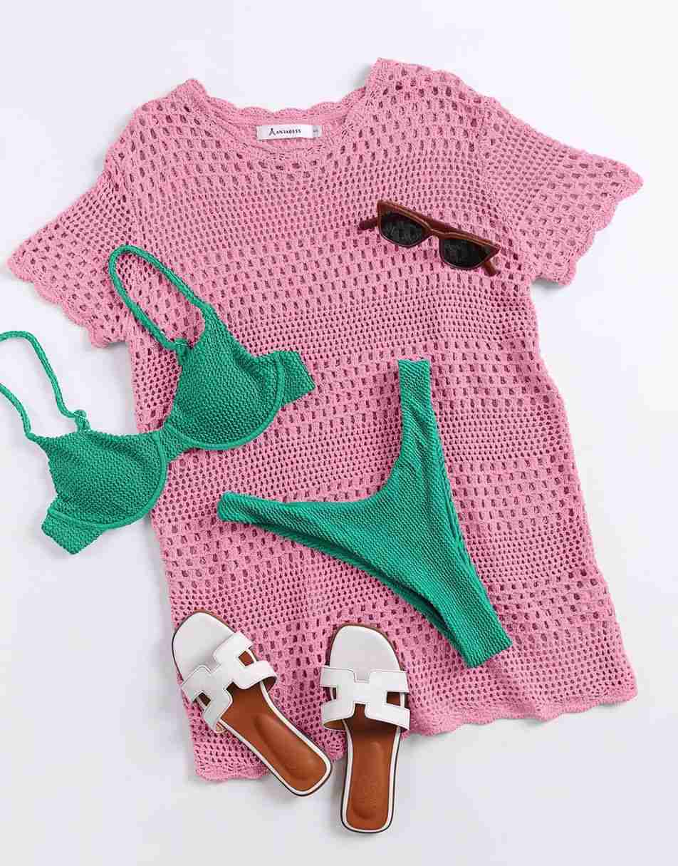 ANRABESS Women's Crochet Swim Cover Up Beach Dress