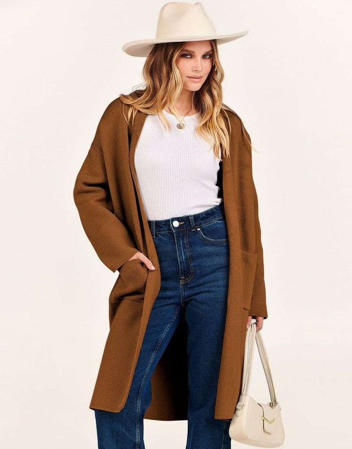 ANRABESS Women's Oversized Long Open Front Cardigan