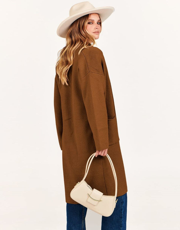 ANRABESS Women's Oversized Long Open Front Cardigan