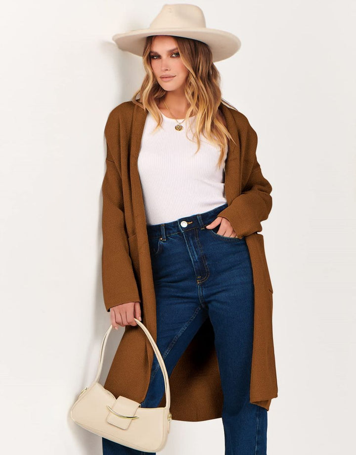 ANRABESS Women's Oversized Long Open Front Cardigan