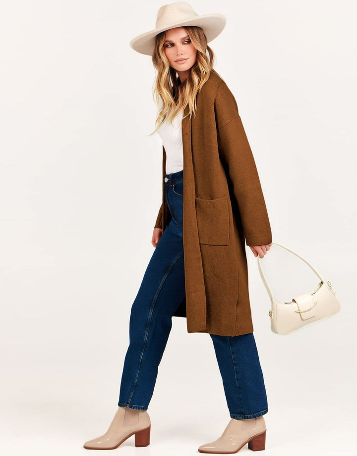 ANRABESS Women's Oversized Long Open Front Cardigan