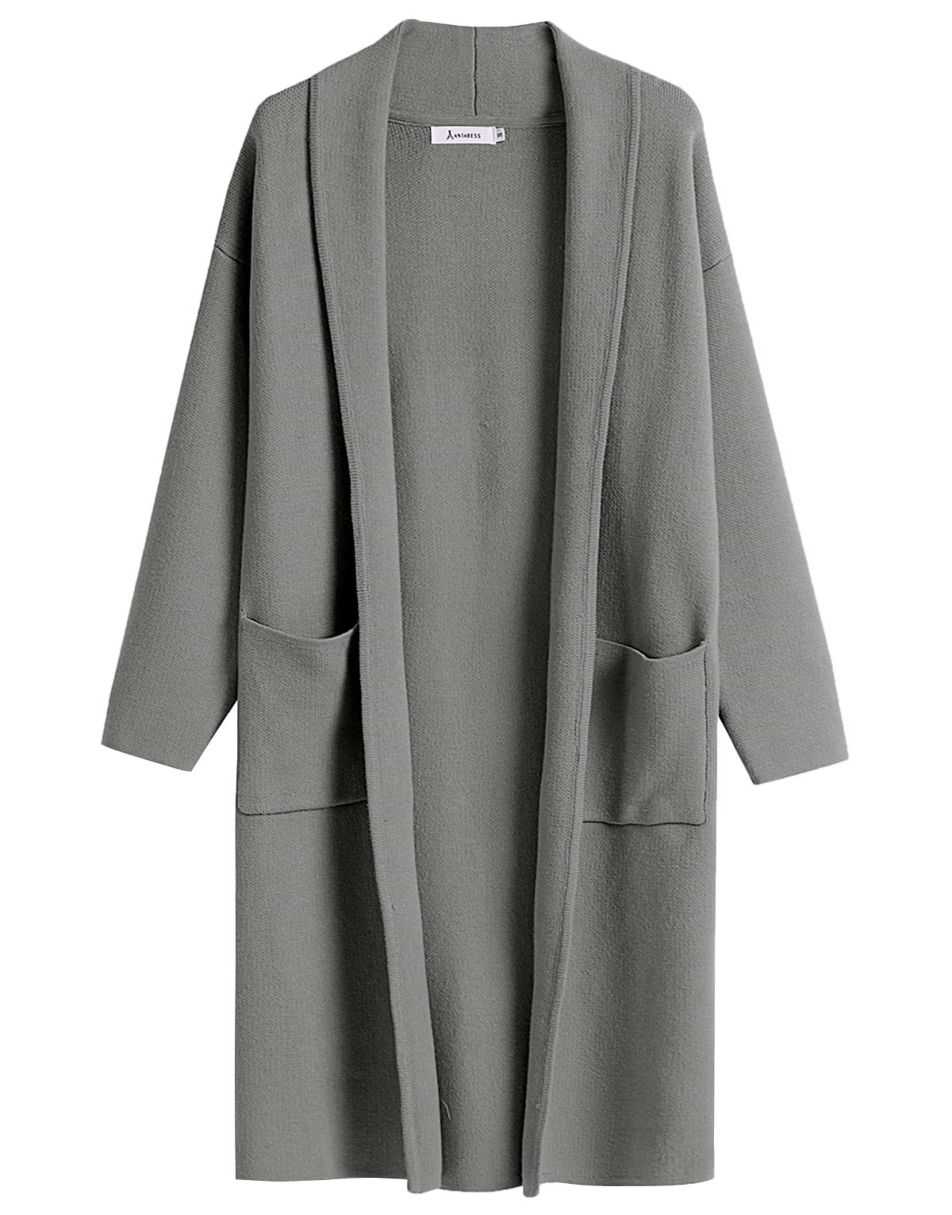 ANRABESS Women's Oversized Long Open Front Cardigan