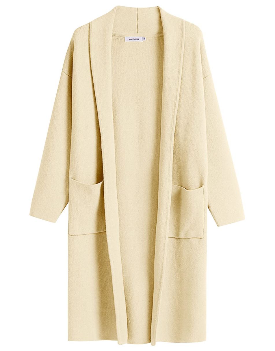 ANRABESS Women's Oversized Long Open Front Cardigan