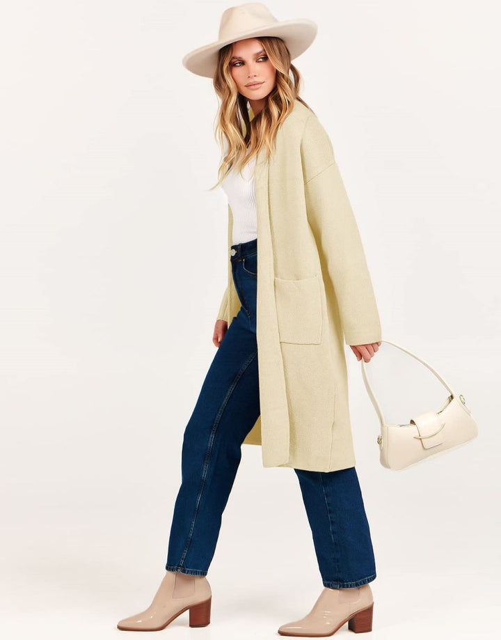 ANRABESS Women's Oversized Long Open Front Cardigan
