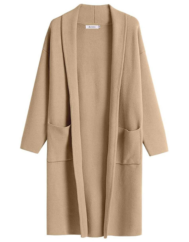 ANRABESS Women's Oversized Long Open Front Cardigan