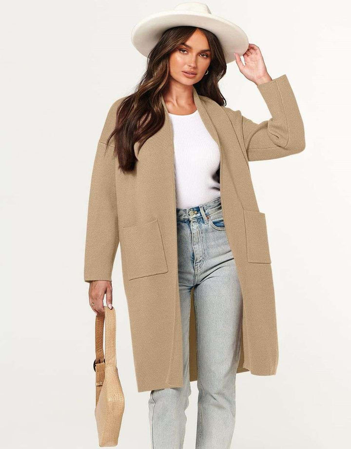 ANRABESS Women's Oversized Long Open Front Cardigan