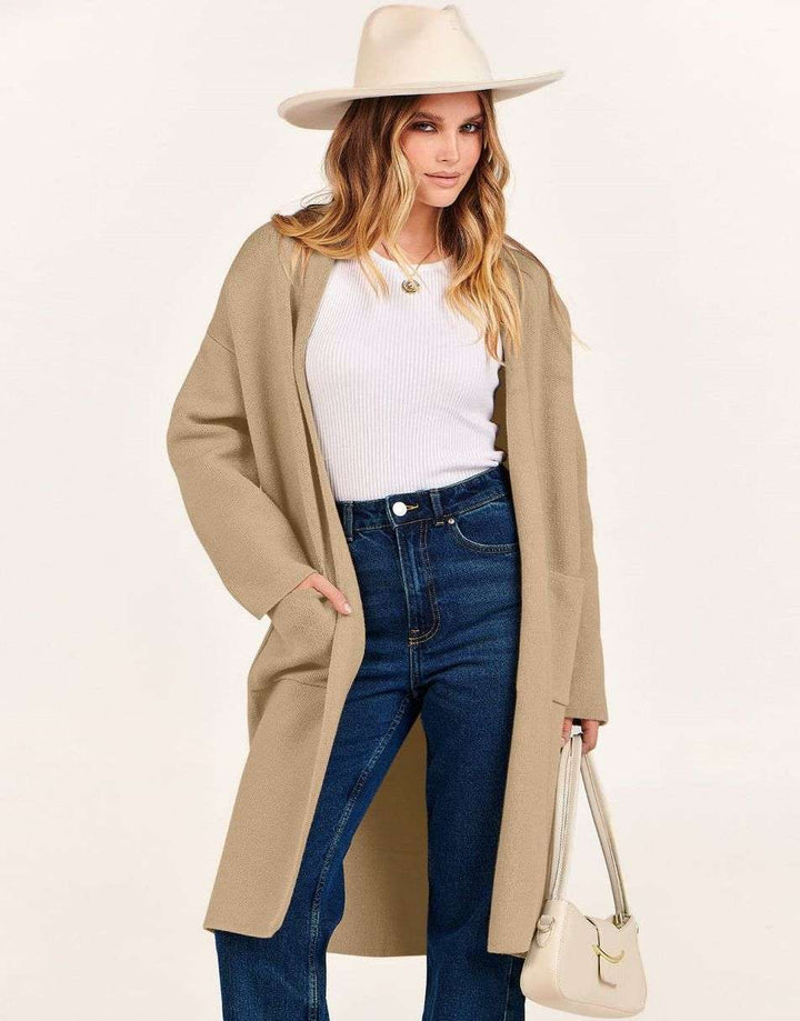 ANRABESS Women's Oversized Long Open Front Cardigan