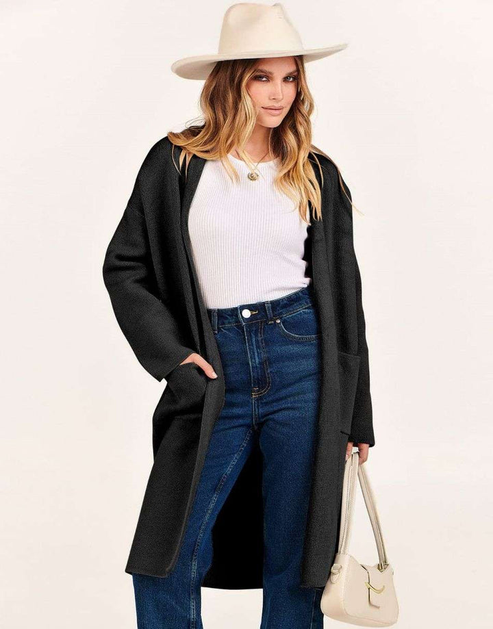 ANRABESS Women's Oversized Long Open Front Cardigan