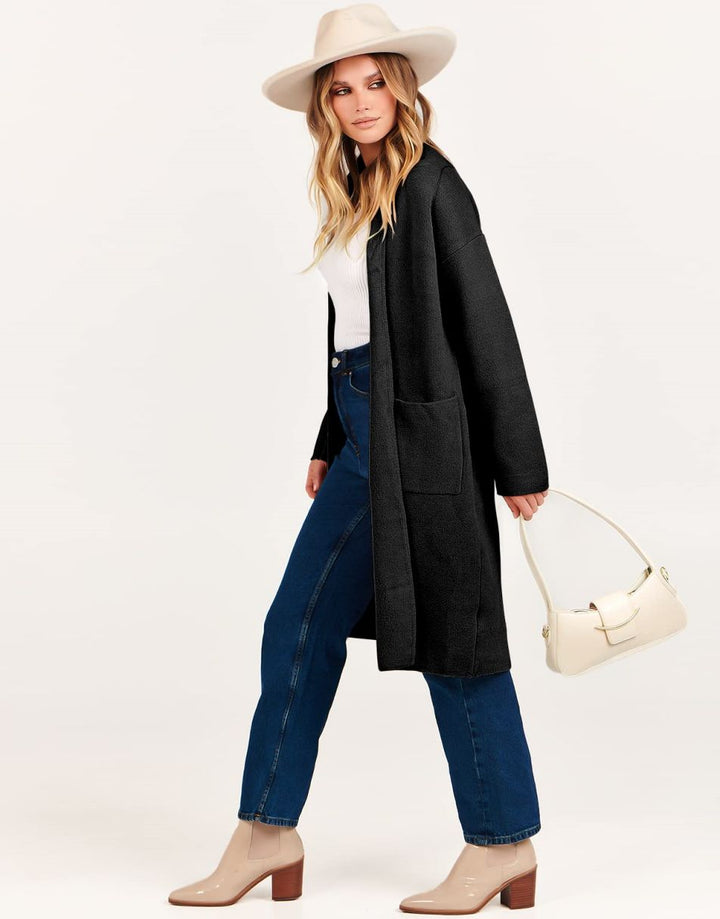 ANRABESS Women's Oversized Long Open Front Cardigan