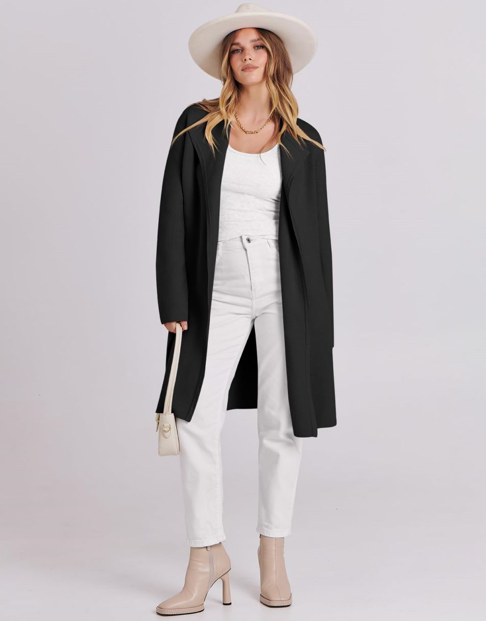 ANRABESS Long Sleeve Draped Open Front Cardigan Jacket