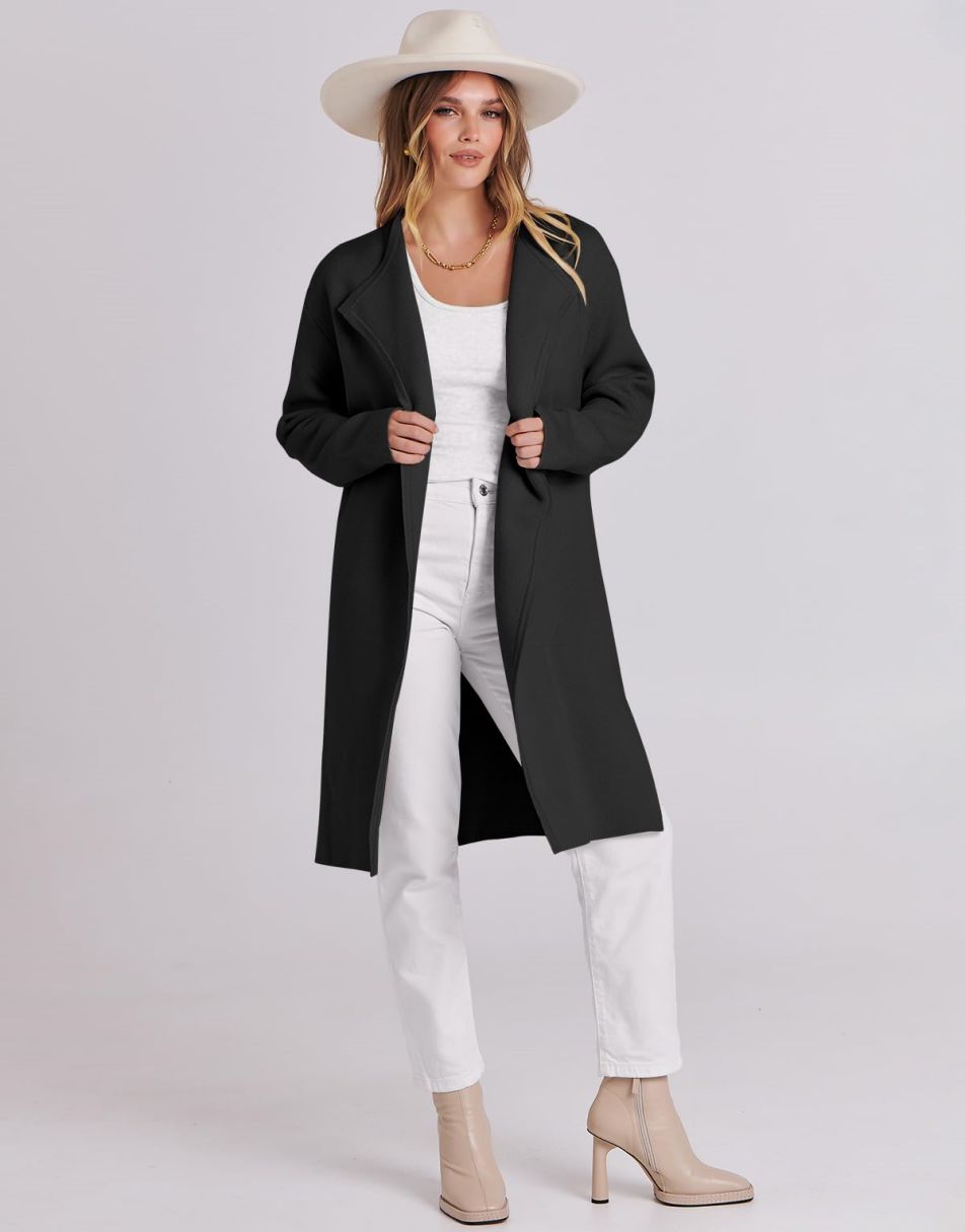 ANRABESS Long Sleeve Draped Open Front Cardigan Jacket