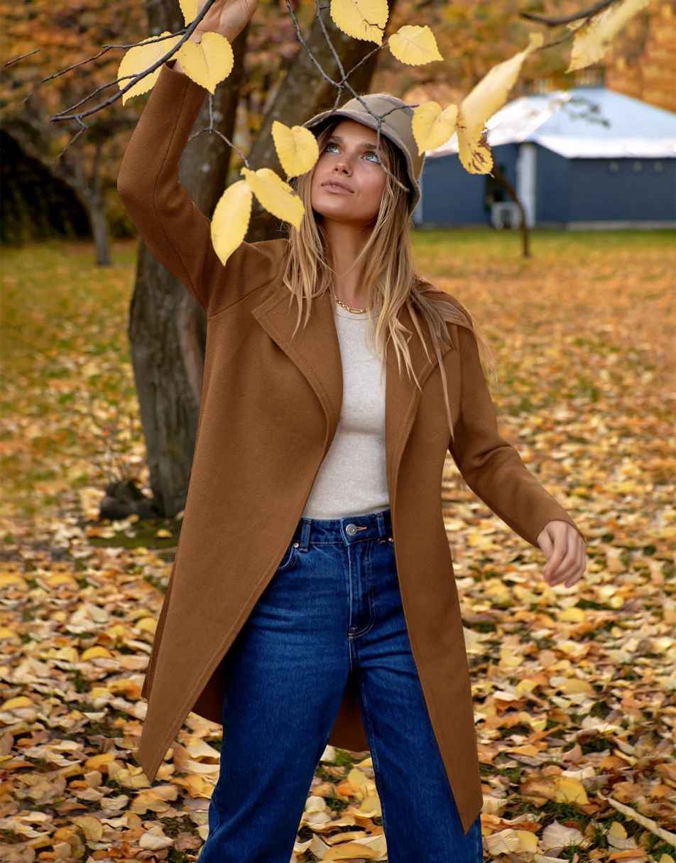 ANRABESS Long Sleeve Draped Open Front Cardigan Jacket