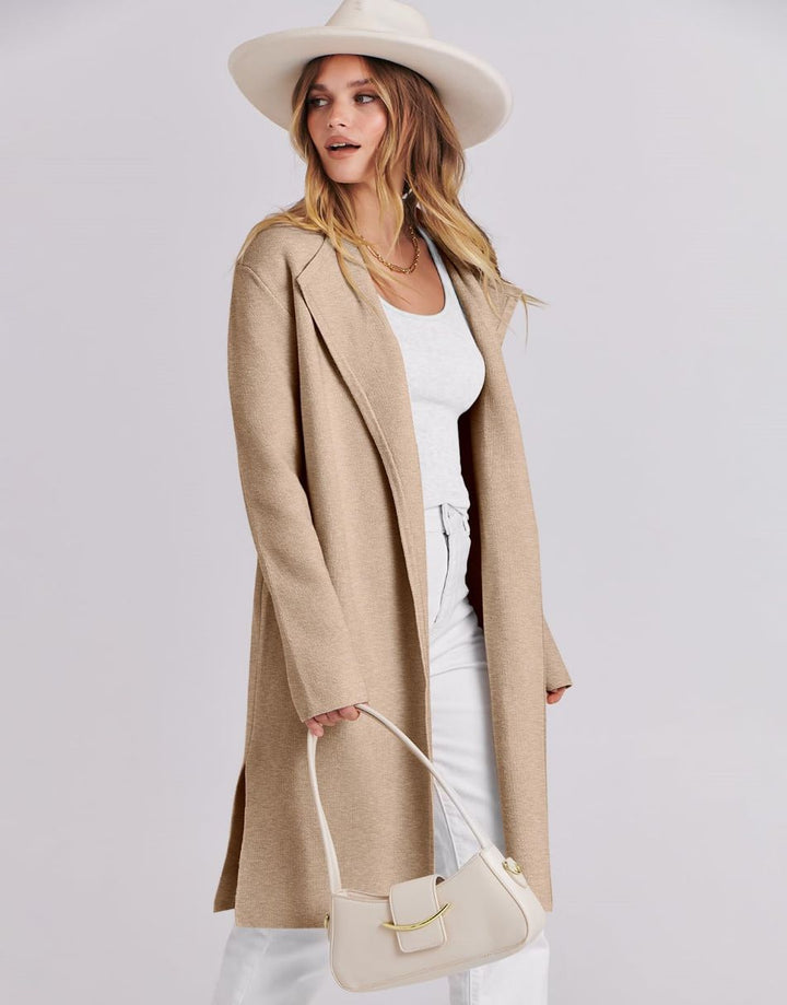 ANRABESS Long Sleeve Draped Open Front Cardigan Jacket