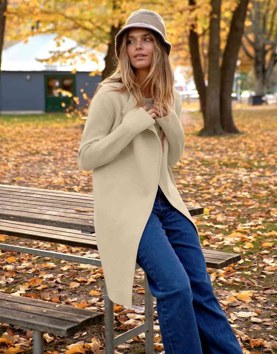 ANRABESS Long Sleeve Draped Open Front Cardigan Jacket