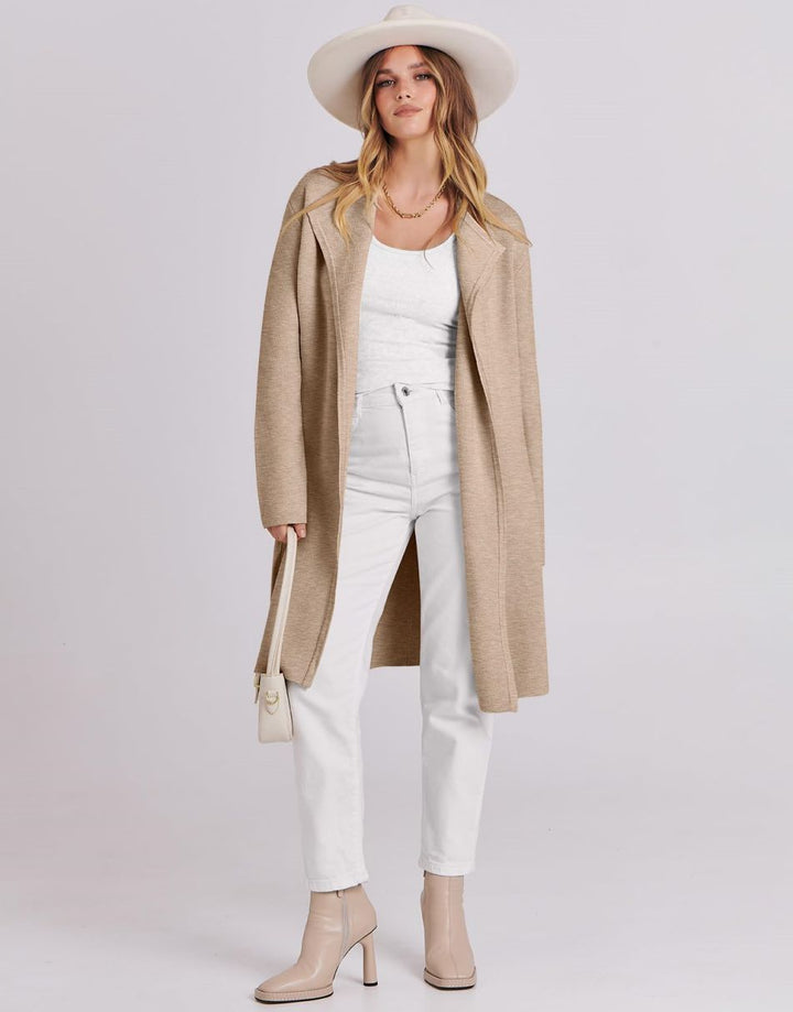 ANRABESS Long Sleeve Draped Open Front Cardigan Jacket