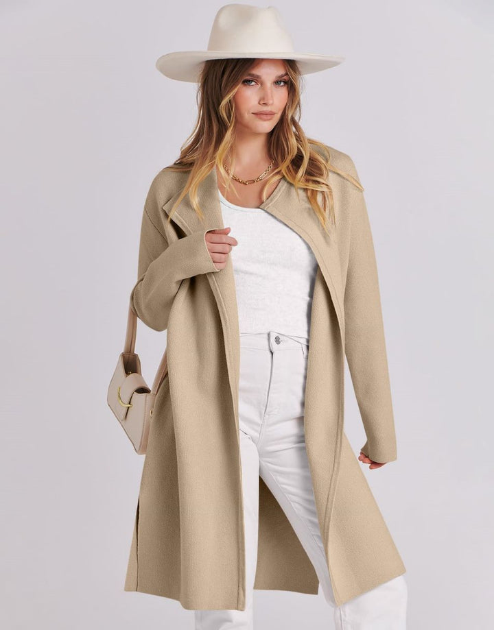 ANRABESS Long Sleeve Draped Open Front Cardigan Jacket