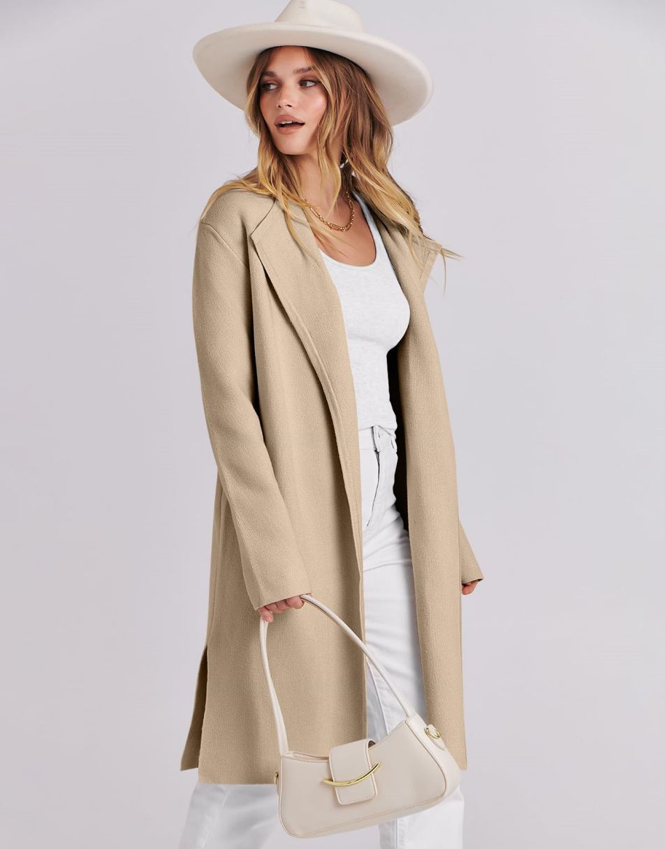 ANRABESS Long Sleeve Draped Open Front Cardigan Jacket