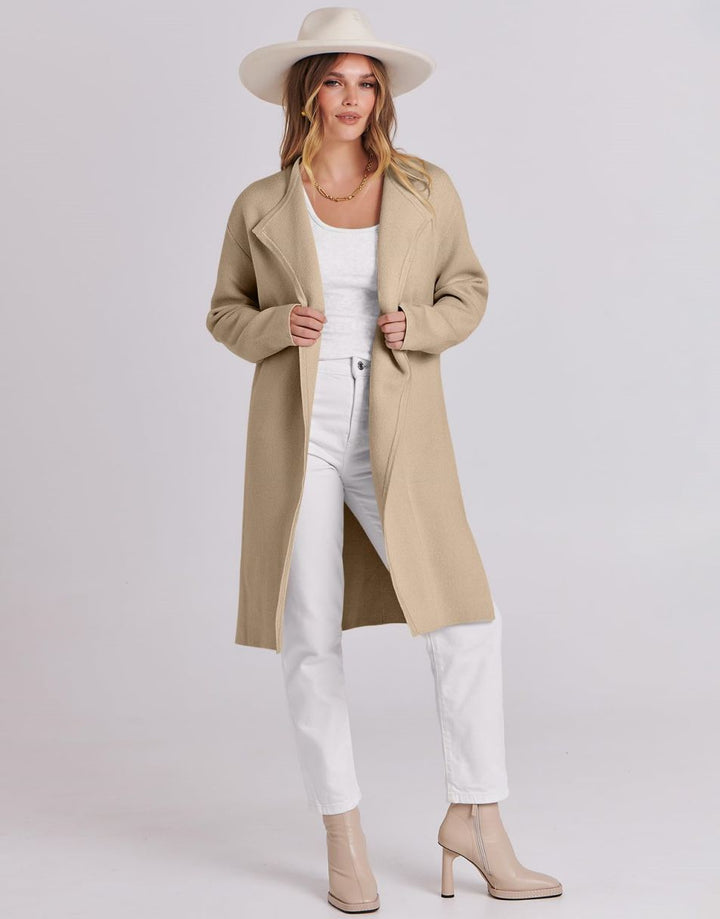 ANRABESS Long Sleeve Draped Open Front Cardigan Jacket