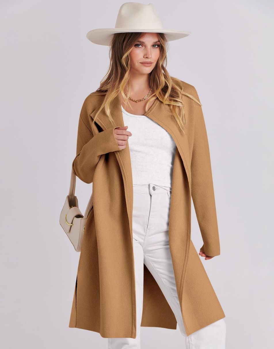ANRABESS Long Sleeve Draped Open Front Cardigan Jacket