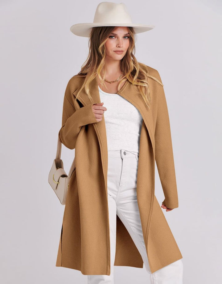 ANRABESS Long Sleeve Draped Open Front Cardigan Jacket