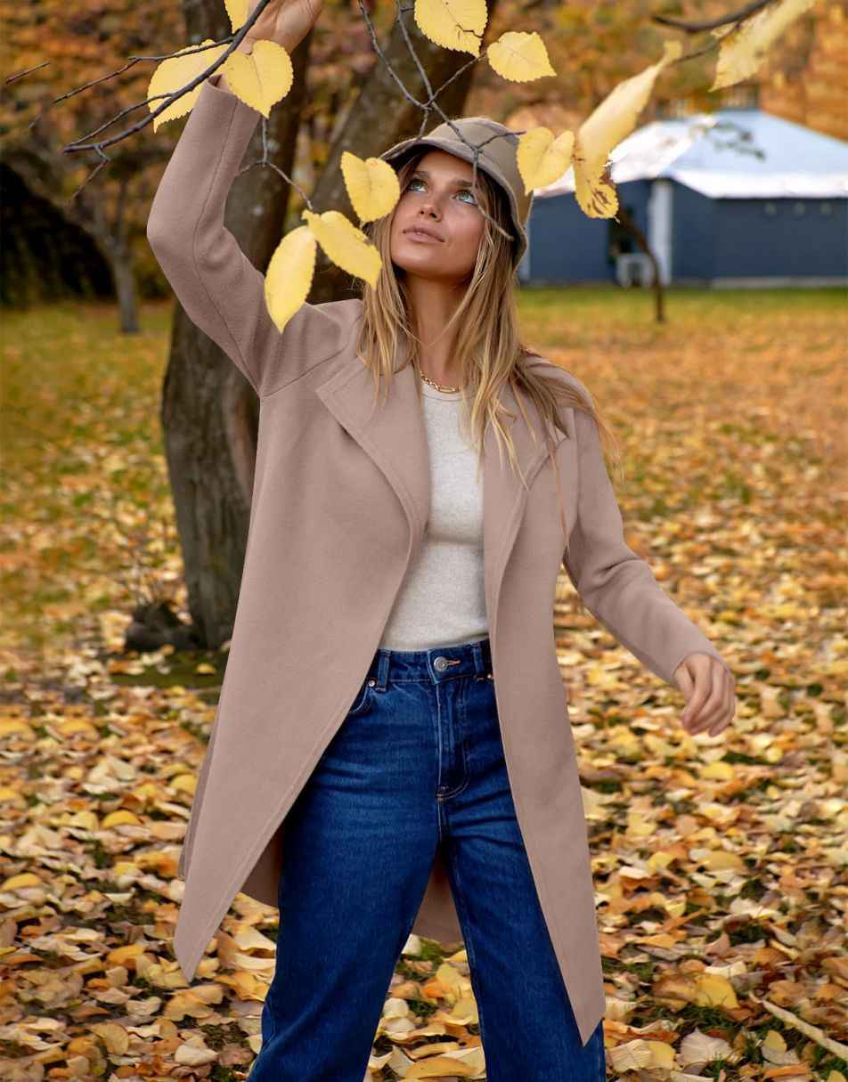 ANRABESS Long Sleeve Draped Open Front Cardigan Jacket